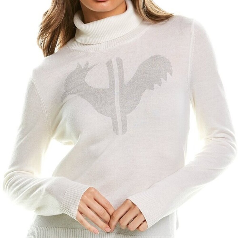 NEW Rossignol Made in Italy turtleneck Sweater 100% Merino Wool !!! white 6S3 - Picture 2 of 8